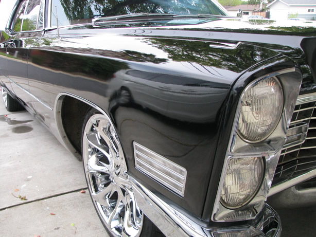 1967 Cadillac Sedan Deville in black. Color sanding and paint correction in Concord, CA