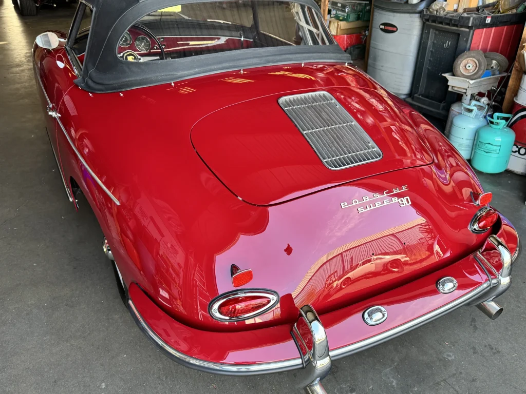 1960 Porsche 356B Super 90 in Cherry Red. Finish Inspection after intense paint correction processes.