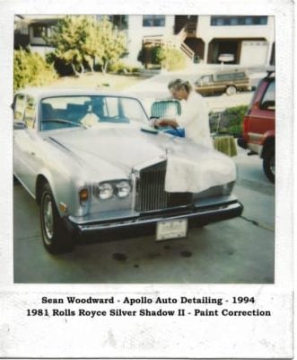 One of the only surviving pics from the 1990's, long before big hard drives and good digital cameras. 1994, Mobile Car Detailing and paint correction on a 1981 Rolls Royce from Florida, in Los Osos, San Luis Obispo, CA. VERY oxidized, performing heavy paint correction !